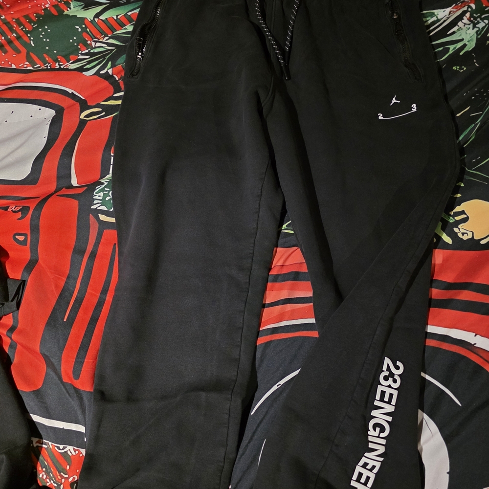 Black Sweatpants with White Detailing